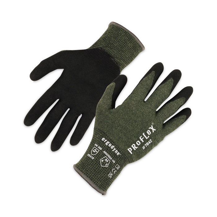 ProFlex 7042 ANSI A4 Nitrile-Coated CR Gloves, EN388: 4X41D, 9" Long, Small, Green, 12 Pairs