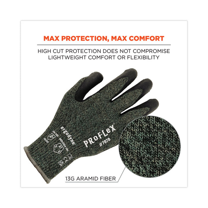 ProFlex 7070 ANSI A7 Nitrile Coated CR Gloves, EN388: 4X42F, 9" Long, X-Large, Green, Pair