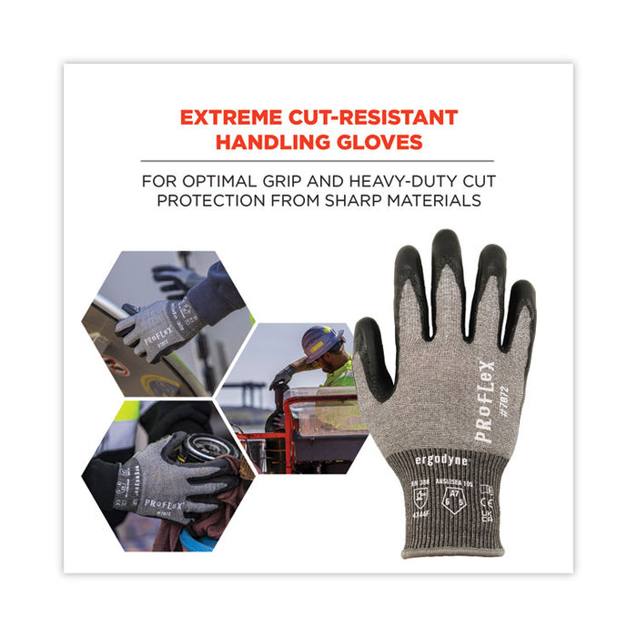 ProFlex 7072 ANSI A7 Nitrile-Coated CR Gloves, EN388: 4X44F, 9" Long, Medium, Gray, 12 Pairs