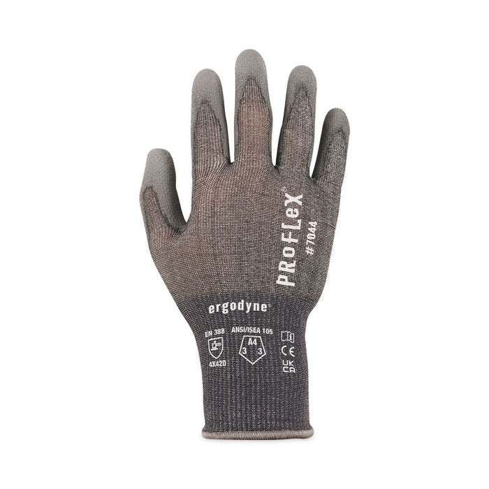 ProFlex 7044 ANSI A4 PU Coated CR Gloves, EN388: 4X42D, 9" Long, Large, Gray, 12 Pairs