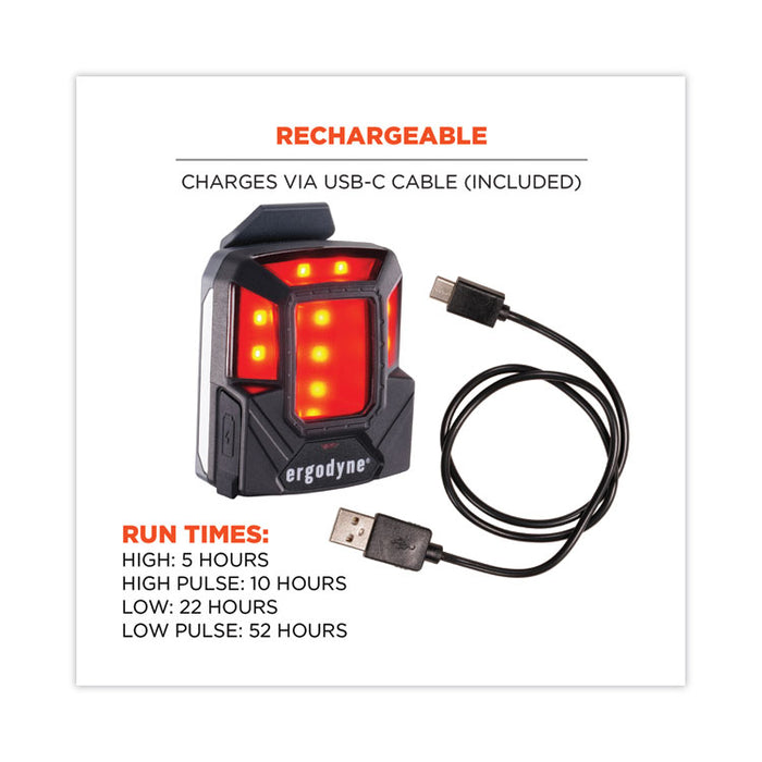 Skullerz 8993 Hard Hat Safety Light, 1.5 x 3 x 1.5, Black