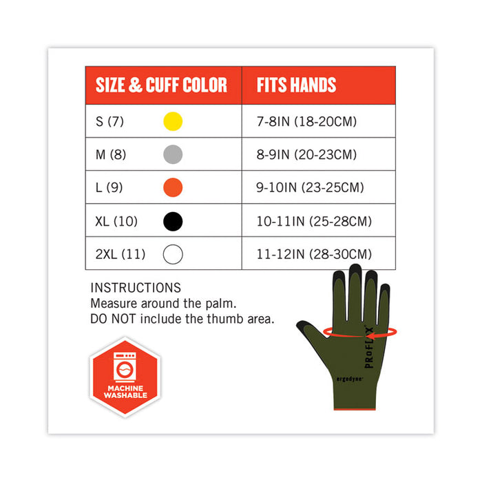 ProFlex 7042 ANSI A4 Nitrile-Coated CR Gloves, EN388: 4X41D, 9" Long, X-Large, Green, 12 Pairs
