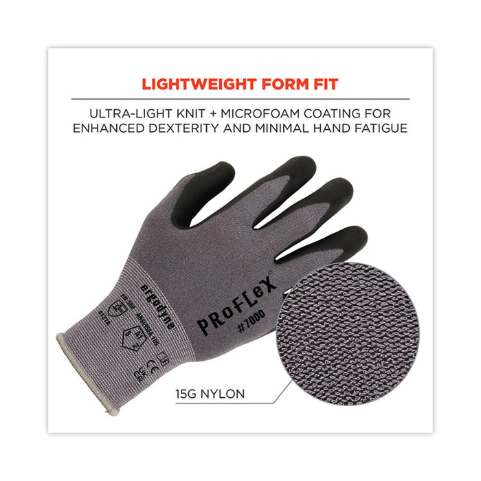 ProFlex 7000 Nitrile-Coated Gloves Microfoam Palm, EN388: 4121A, 9" Long, X-Large, Gray, 12 Pairs
