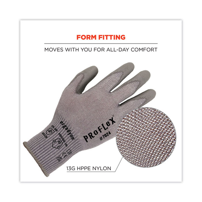 ProFlex 7024 ANSI A2 PU Coated CR Gloves, EN388: 4X42B, 9" Long, Large, Gray, 12 Pairs