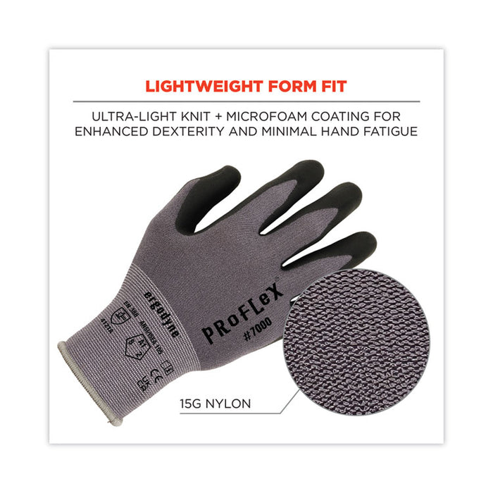 ProFlex 7000 Nitrile-Coated Gloves Microfoam Palm, EN388: 4121A, 9" Long, XX-Large, Gray, 12 Pairs