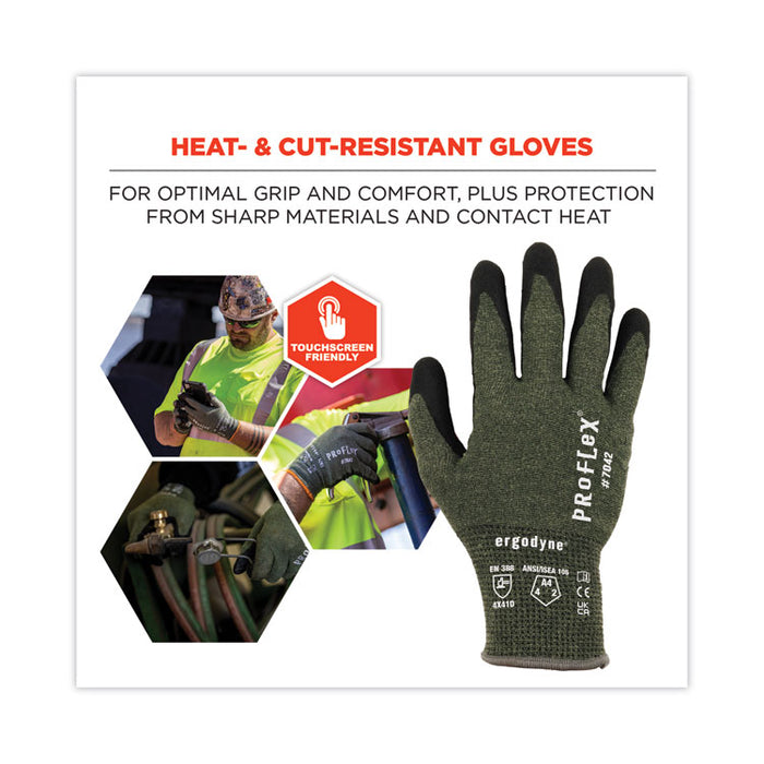 ProFlex 7042 ANSI A4 Nitrile-Coated CR Gloves, EN388: 4X41D, 9" Long, Small, Green, Pair