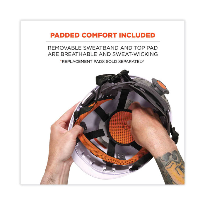 Skullerz 8974V Class E Safety Helmet with 8991 Smoke Tinted Visor Kit, 6-Point Ratchet Suspension, One Size Fits Most, White