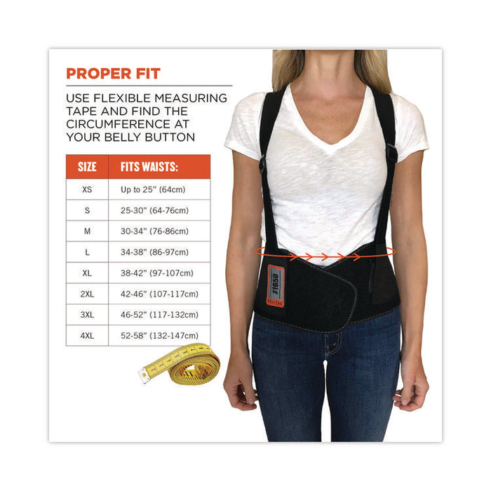 ProFlex 1650 Economy Elastic Back Support Brace, X-Small, 20" to 25" Waist, Black