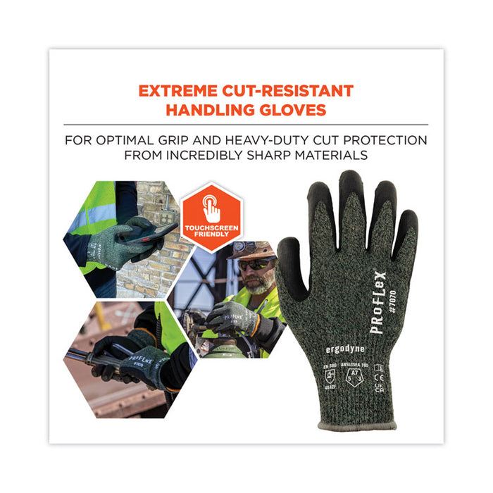 ProFlex 7070 ANSI A7 Nitrile Coated CR Gloves, EN388: 4X42F, 9" Long, XX-Large, Green, 12 Pairs