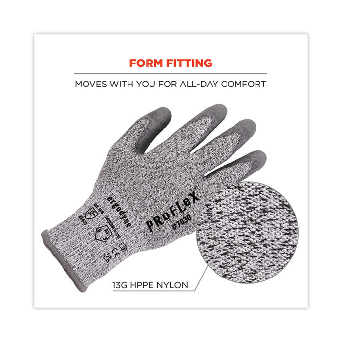 ProFlex 7030 ANSI A3 PU Coated CR Gloves, EN388: 4X42C, 9" Long, Small, Gray, Pair