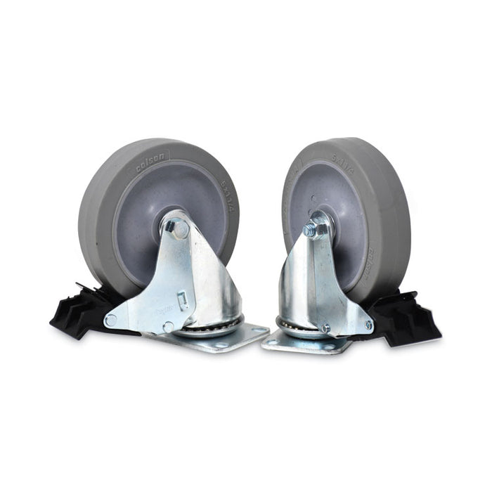 Caster Kit for Mega BRUTE Mobile Collector, Swivel Mount Plate, 5" Wheel, Black, 2/Set