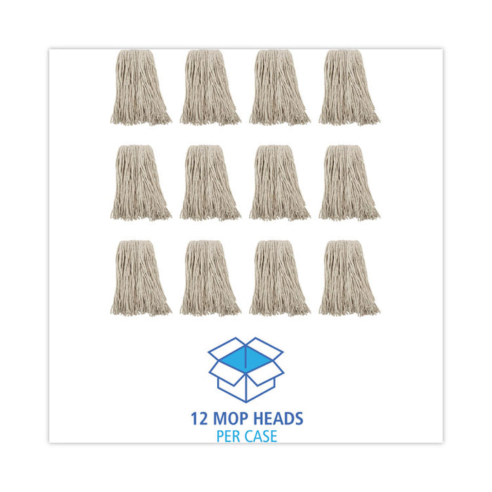 Premium Cut-End Wet Mop Heads, Cotton, 16 oz, White, 12/Carton