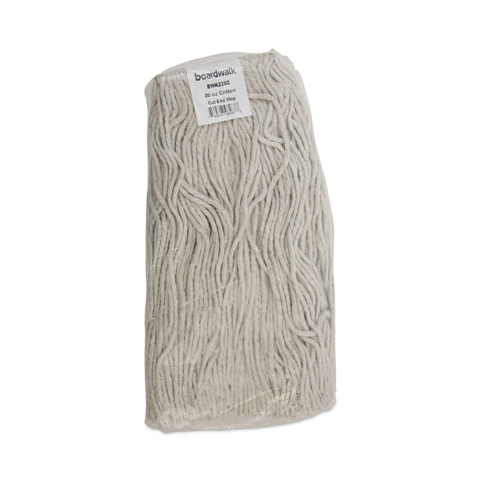 Premium Cut-End Wet Mop Heads, Cotton, 20 oz, White, 12/Carton
