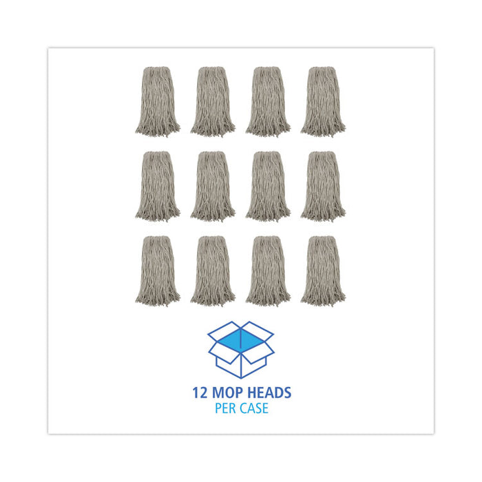 Premium Cut-End Wet Mop Heads, Cotton, 20 oz, White, 12/Carton