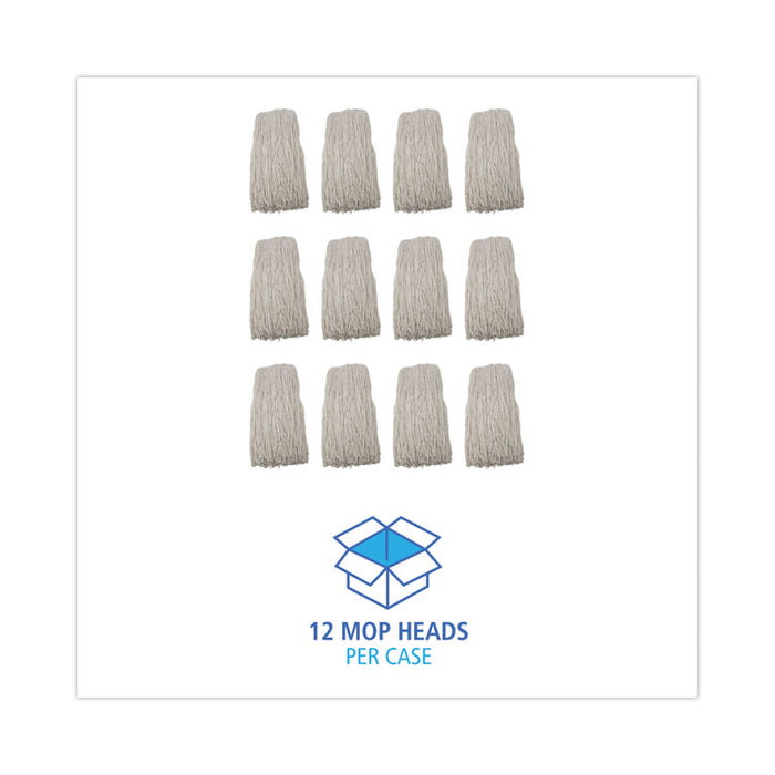Premium Cut-End Wet Mop Heads, Rayon, 24 oz, White, 12/Carton