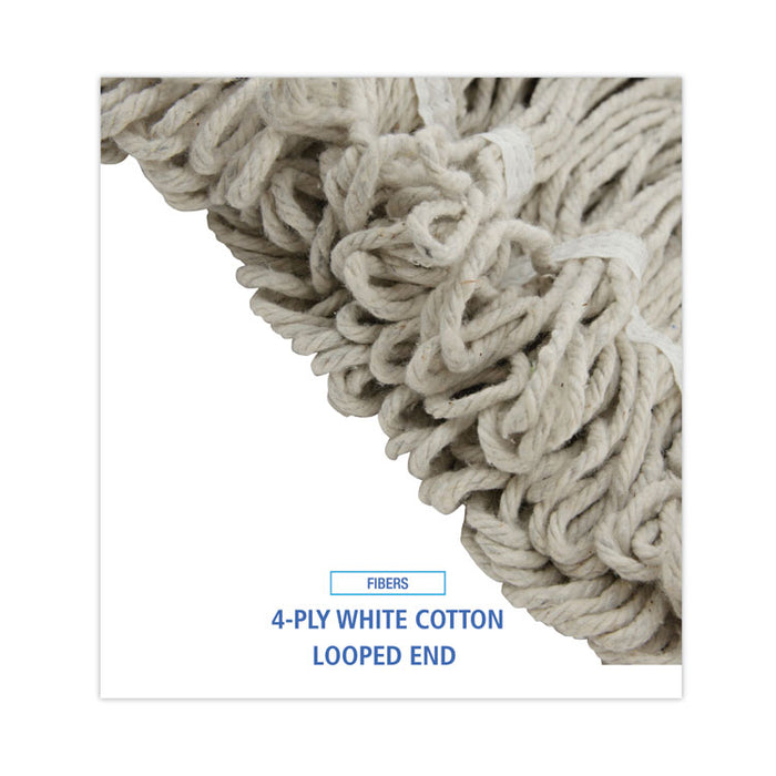 Pro Loop Web/Tailband Wet Mop Head, Cotton, 24 oz., White