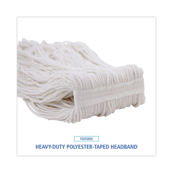 Pro Loop Web/Tailband Wet Mop Head, Rayon, 24 oz, White