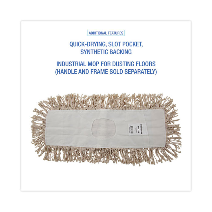 Industrial Dust Mop Head, Hygrade Cotton, 18 x 5, White