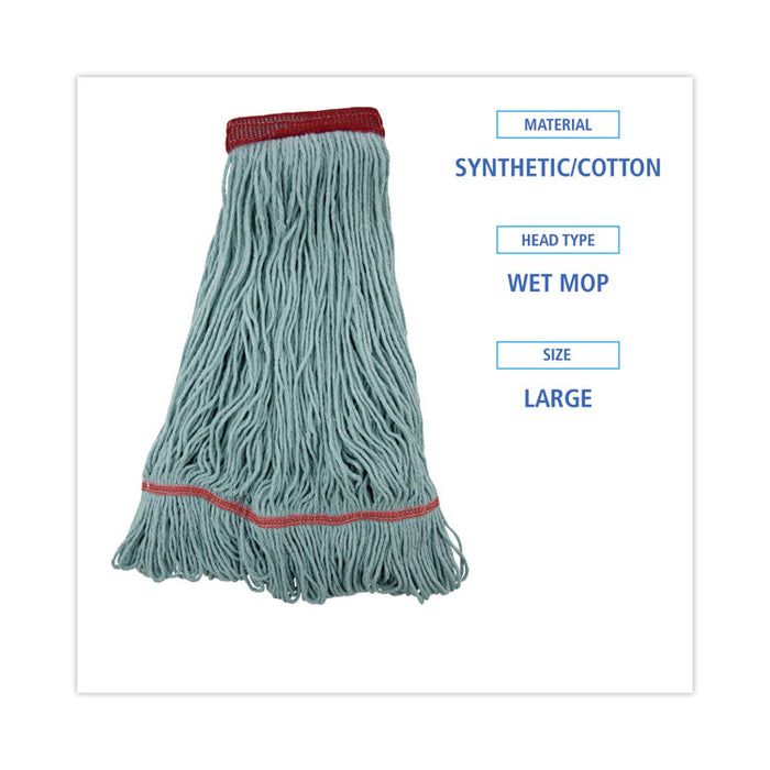 EchoMop with Looped-End Wet Head, Cotton/Rayon/Synthetic, Large, Blue, 12/Carton