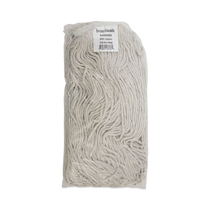 Cut-End Wet Mop Head, Cotton, #32, White, 12/Carton