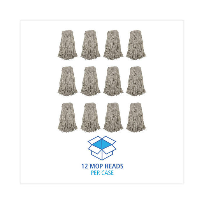 Cut-End Wet Mop Head, Cotton, #32, White, 12/Carton