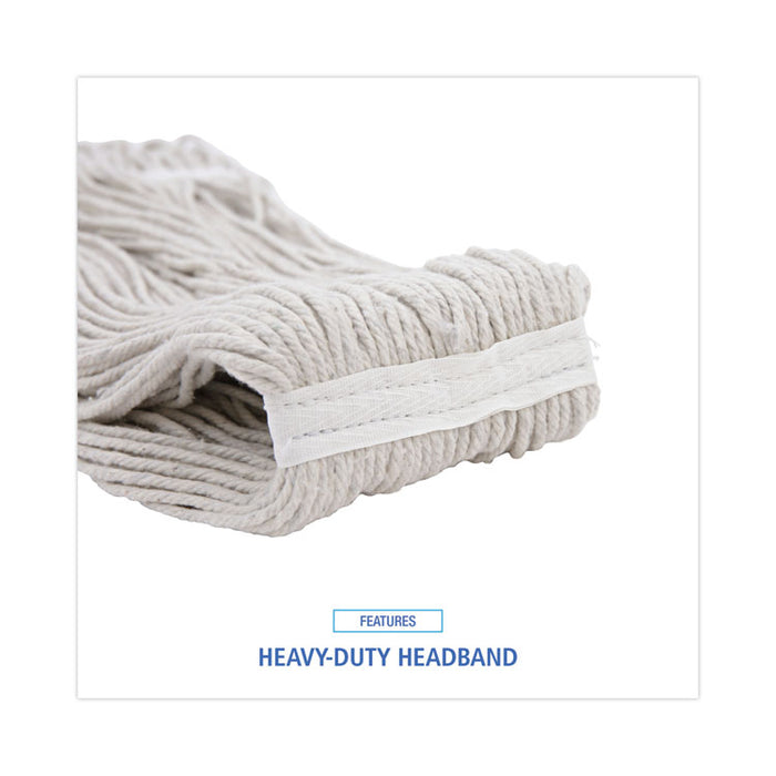 Cut-End Wet Mop Head, Cotton, #32, White