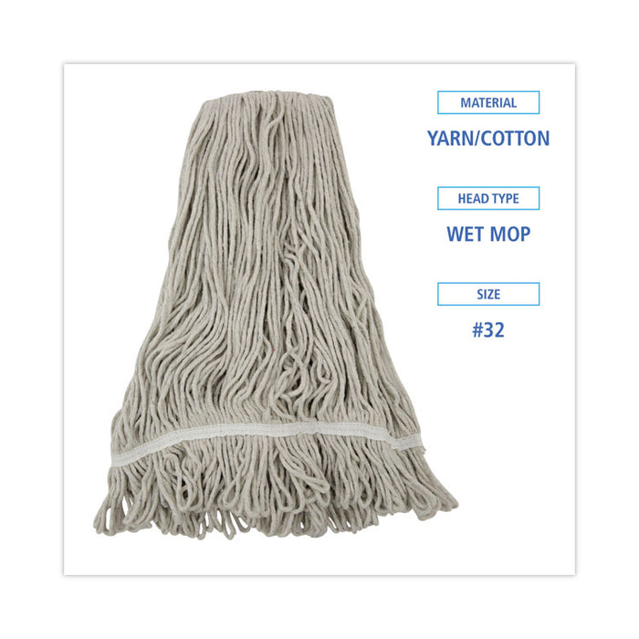 Mop Head, Loop Web/Tailband, Value Standard, Cotton, #32, White, 12/Carton
