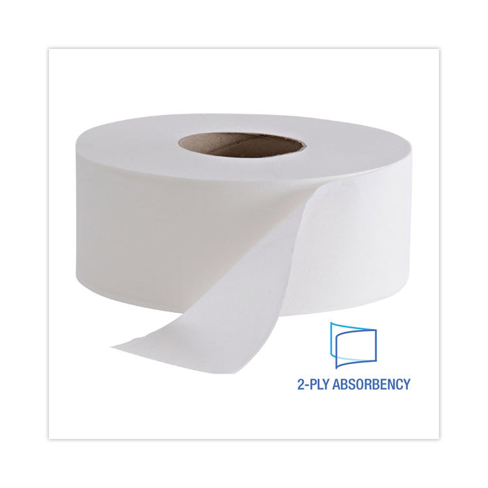 Jumbo Roll Bathroom Tissue, Septic Safe, 2-Ply, 3.4" x 1,000 ft, White, 12 Rolls/Carton