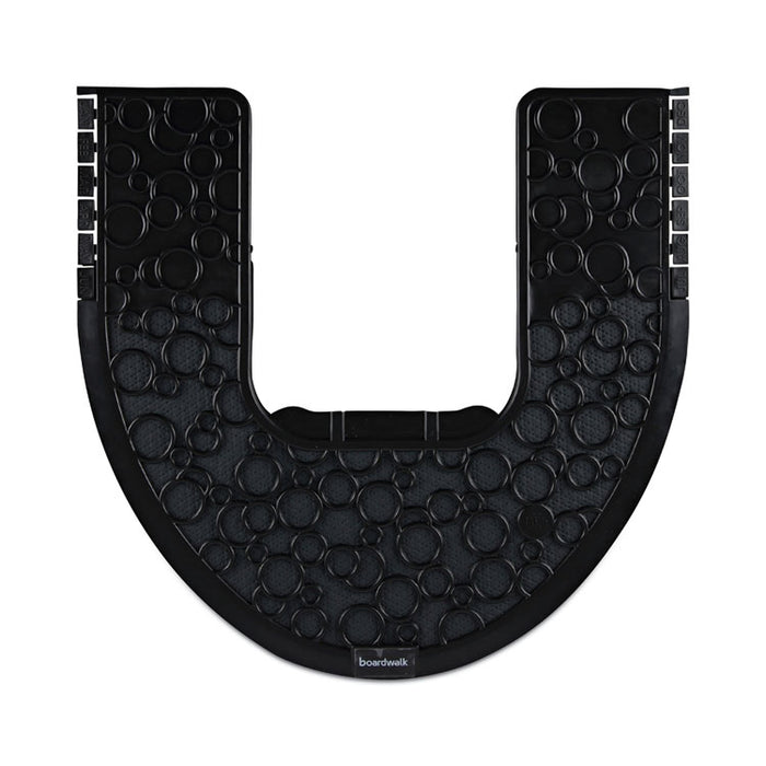 Commode Mat 2.0 Disposable Toilet Floor Mat, U-Shaped, Black/Gray Non-Slip Surface, 22" x 22", 6/Carton