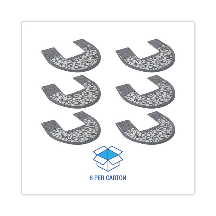 Commode Mat 2.0 Disposable Toilet Floor Mat, U-Shaped, Gray/White Non-Slip Surface, 22" x 22", 6/Carton