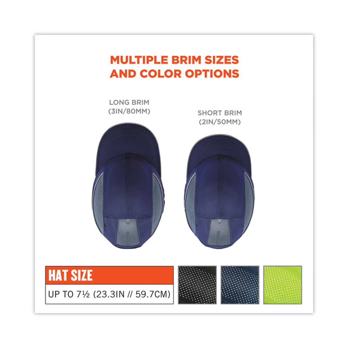 Skullerz 8960 Bump Cap with LED Lighting, Long Front Brim, XXX-Small to Large (Up to 7.5), 0.01" Insert, Lime Green