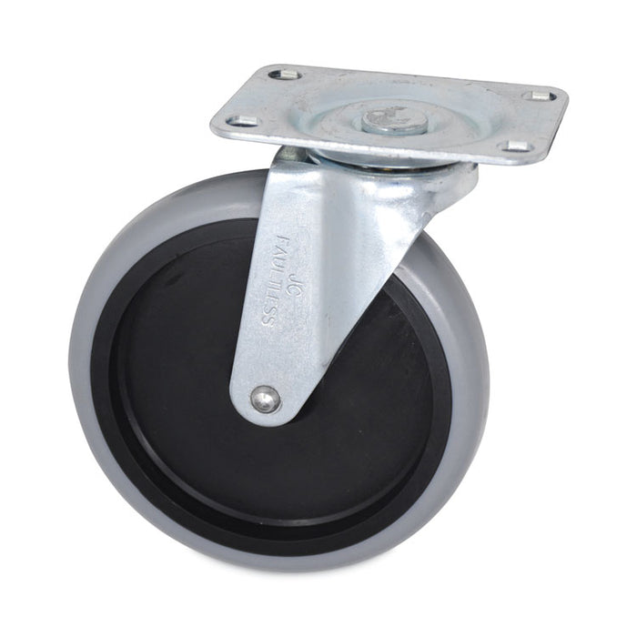 Replacement Bayonet-Stem Swivel Casters, Swivel Mount Plate, 5" Soft Rubber Wheel, Black