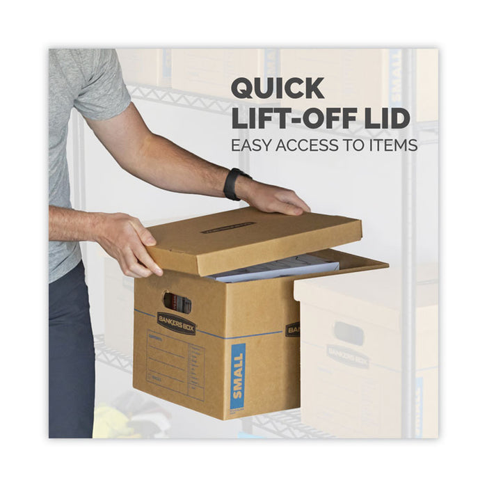 SmoothMove Classic Moving/Storage Box Kit, Half Slotted Container (HSC), Assorted Sizes: (8) Small, (4) Med, Brown/Blue,12/CT
