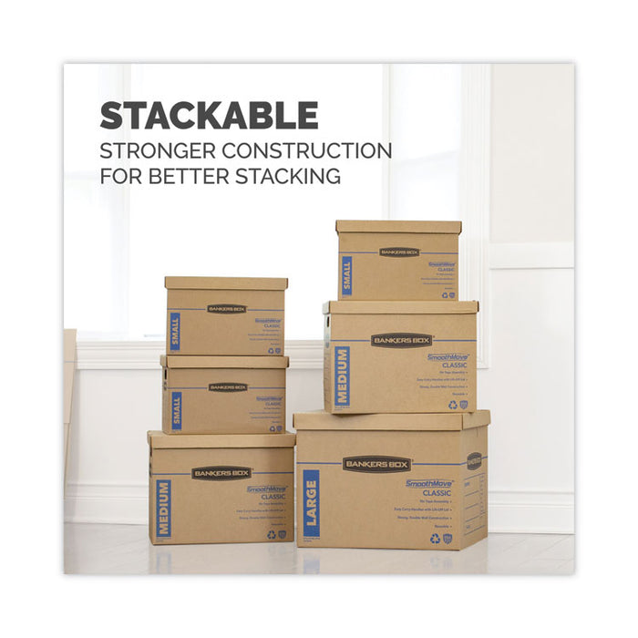 SmoothMove Classic Moving/Storage Boxes, Half Slotted Container (HSC), Large, 17" x 21" x 17", Brown/Blue, 5/Carton