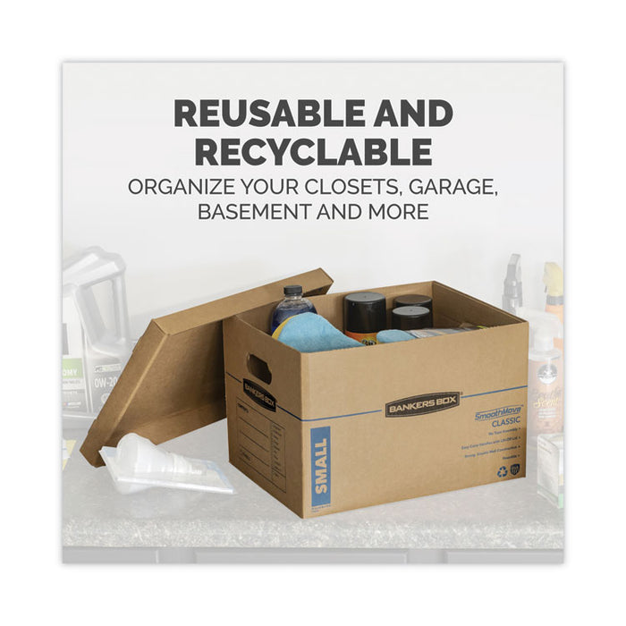 SmoothMove Classic Moving/Storage Boxes, Half Slotted Container (HSC), Large, 17" x 21" x 17", Brown/Blue, 5/Carton