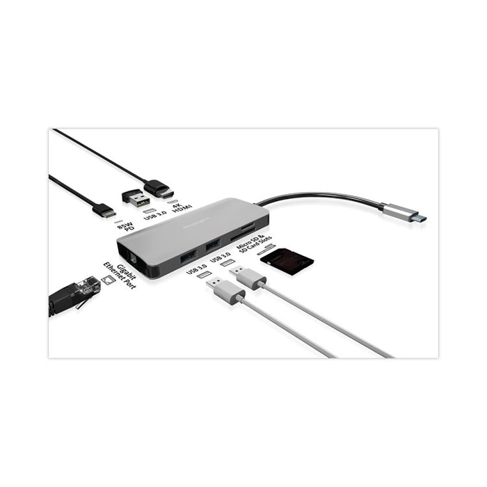 UH1400P USB-C 8-in-1 Driverless Mobile Hub, Gray