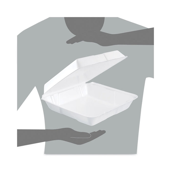 Insulated Foam Hinged Lid Containers, 9.3 x 9.5 x 3, White, 200/Pack, 2 Packs/Carton