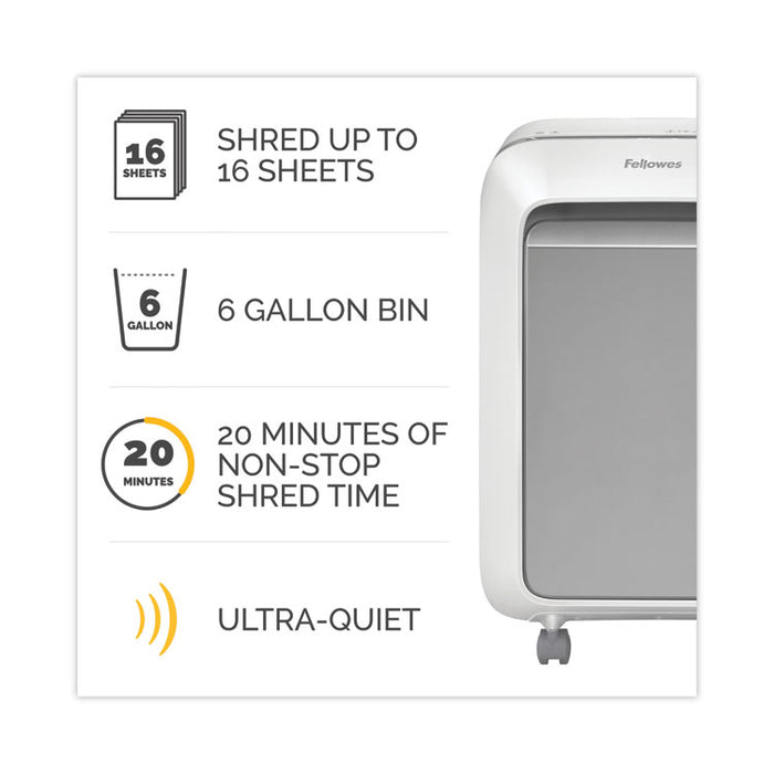 Powershred LX210 Micro-Cut Shredder, 16 Manual Sheet Capacity, White