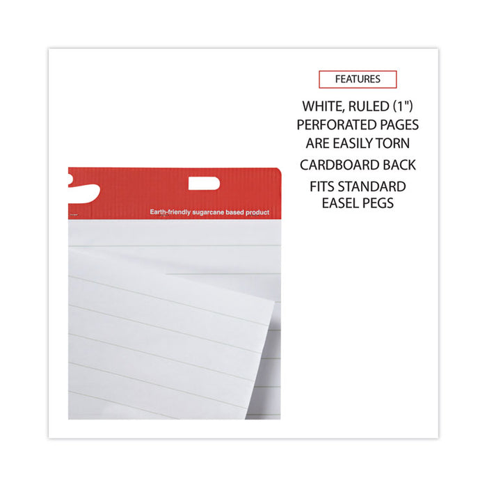 Renewable Resource Sugarcane Based Easel Pads, Presentation Format (1" Rule), (50) White 27 x 34 Sheets, 2/Carton