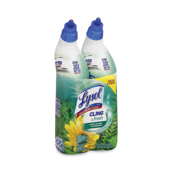 Cling and Fresh Toilet Bowl Cleaner, Forest Rain Scent, 24 oz Angle-Neck Bottle, 2/Pack, 4 Packs/Carton