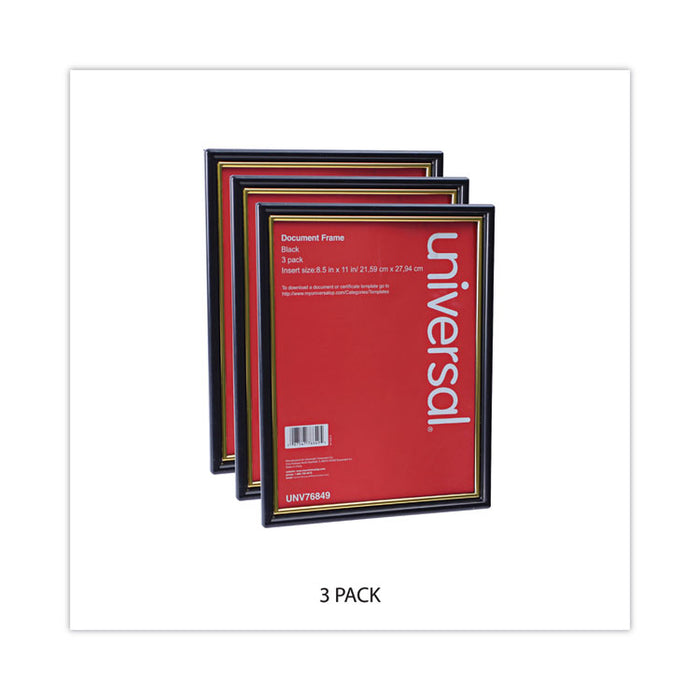 All Purpose Document Frame, 8.5 x 11 Insert, Black/Gold, 3/Pack