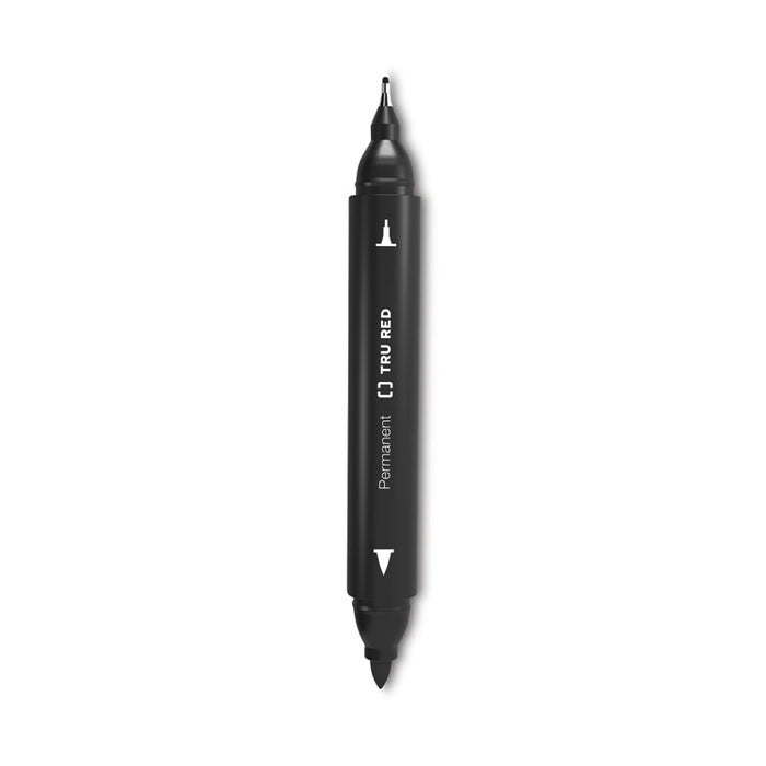 Permanent Marker, Pen-Style Twin-Tip, Extra-Fine/Fine Bullet/Needle Tips, Black, Dozen