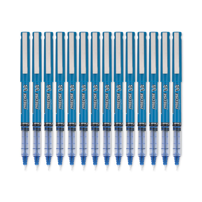 Precise V5 Rollerball Pen, Stick, Extra-Fine 0.5 mm, Blue Ink, Blue/Clear Barrel, Dozen