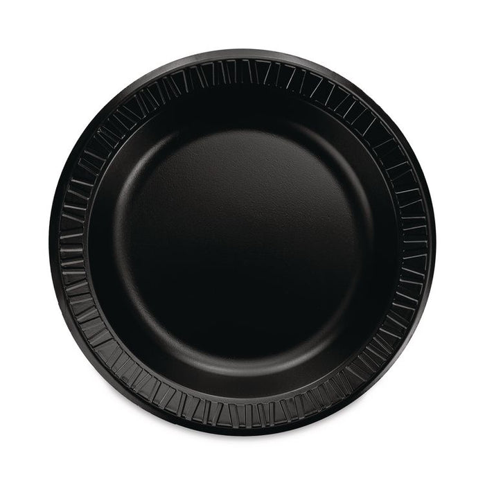 Quiet Classic Laminated Foam Dinnerware, Plate, 10.25" dia, Black, 125/Pack, 4 Packs/Carton