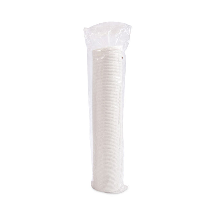 Lift Back and Lock Tab Cup Lids for Foam Cups, Fits 10 oz Solo Trophy Hot/Cold Drink Cups, Plastic, White, 2,000/Carton