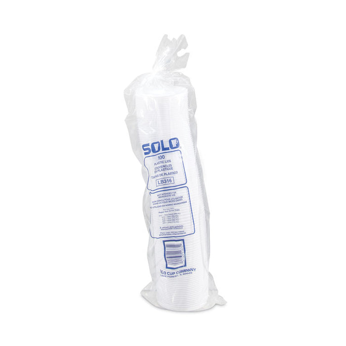 Lift Back and Lock Tab Lids for Paper Cups, Fits 10 oz to 24 oz Hot Cups, Plastic, White, 100/Sleeve, 10 Sleeves/Carton