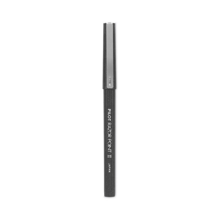 Razor Point II Super Fine Line Porous Point Pen, Stick, Super-Fine 0.2 mm, Black Ink, Black Barrel, Dozen
