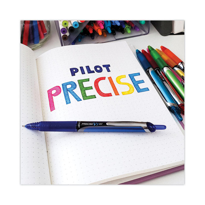 Precise V7RT Rollerball Pen, Retractable, Fine 0.7 mm, Blue Ink, Blue Barrel