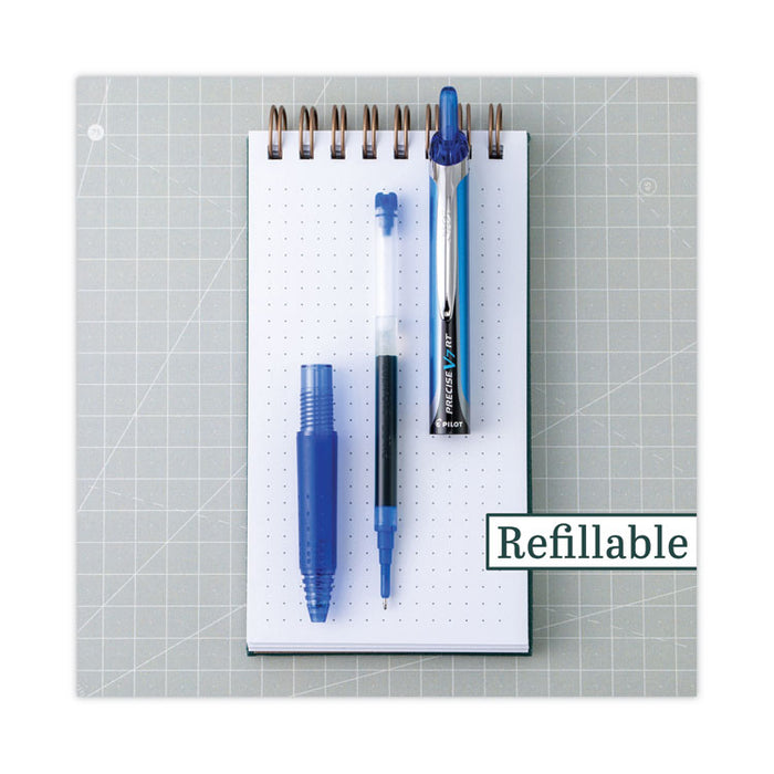Precise V7RT Rollerball Pen, Retractable, Fine 0.7 mm, Blue Ink, Blue Barrel