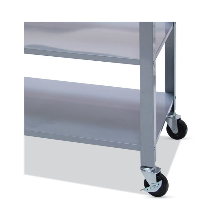 Countertop Serving Cart, Wood, 3 Shelves, 3 Drawers, 35.5" x 19.75" x 34.25", Oak/Gray